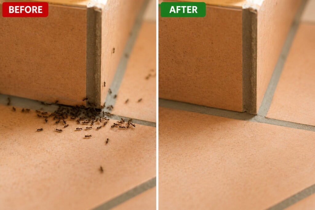 Ant infestation vs. cleanup result by Pest Control Plant City